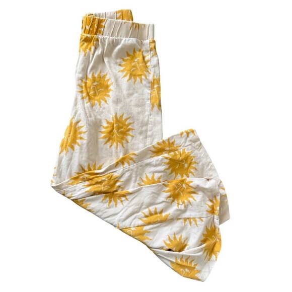 ZARA Girls Yellow Sun Print Wide Leg Pants Size 9 - Picture 1 of 5